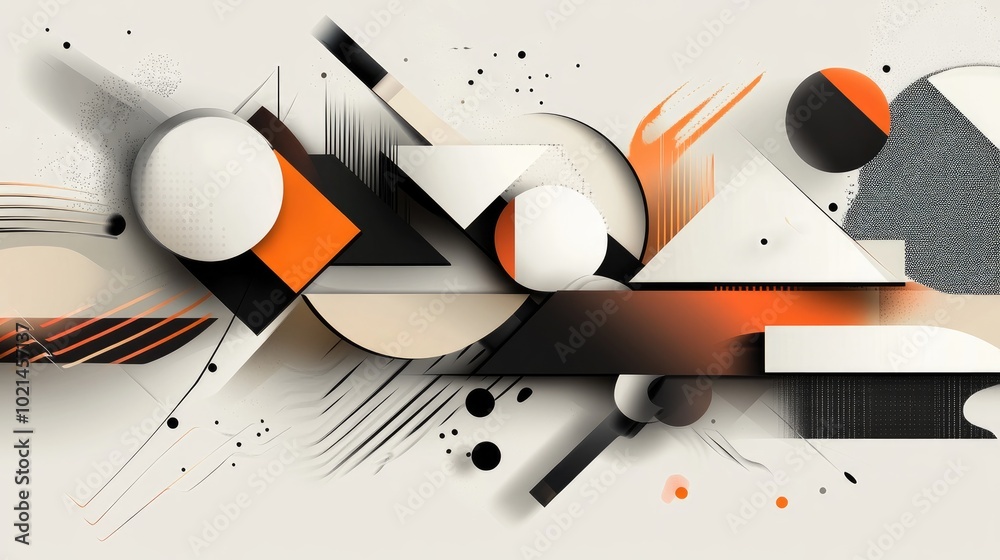 Poster Abstract modern artwork featuring a unique composition of geometric shapes and elements Versatile geometric vector background suitable for web design business cards invitations posters and fashion