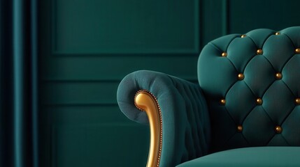 Obraz premium Render of a luxurious living room with velvet furniture and gold accents, luxury living, elegant interior