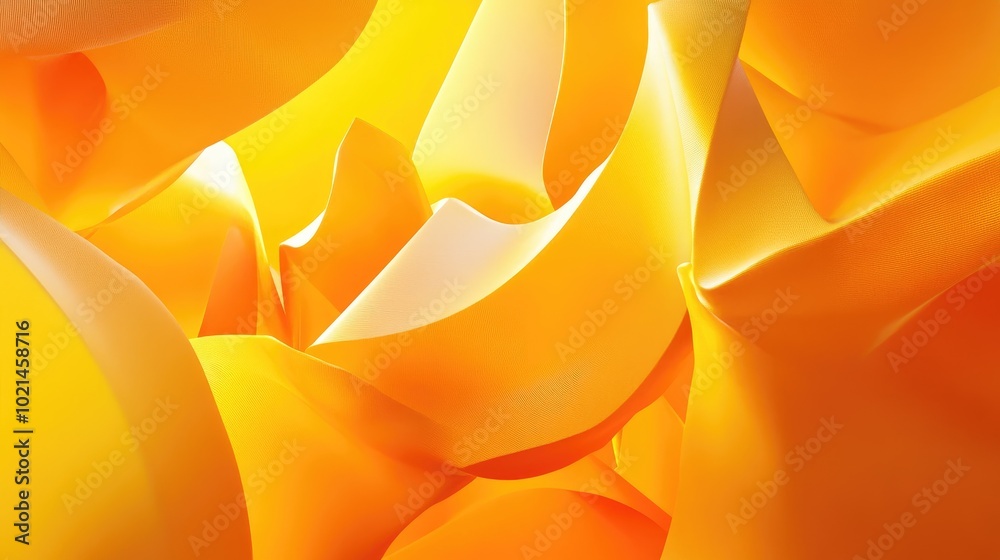 Poster 3d rendering of abstract geometric shapes featuring vibrant yellow and orange colors