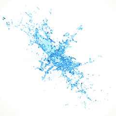 Blue water splash isolated on white background. 3d-rendering