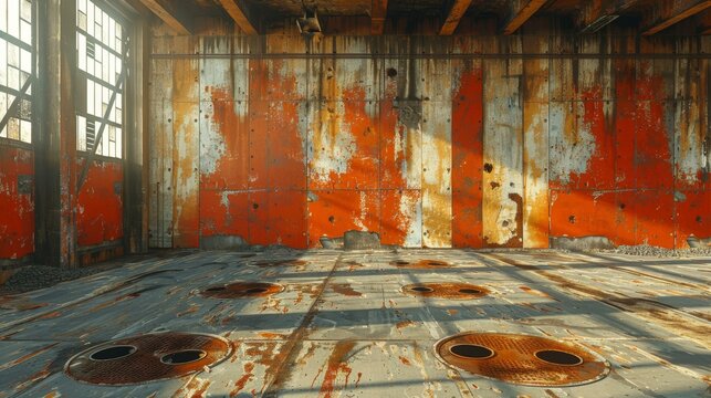 rusty room with sunlight coming in through the windows