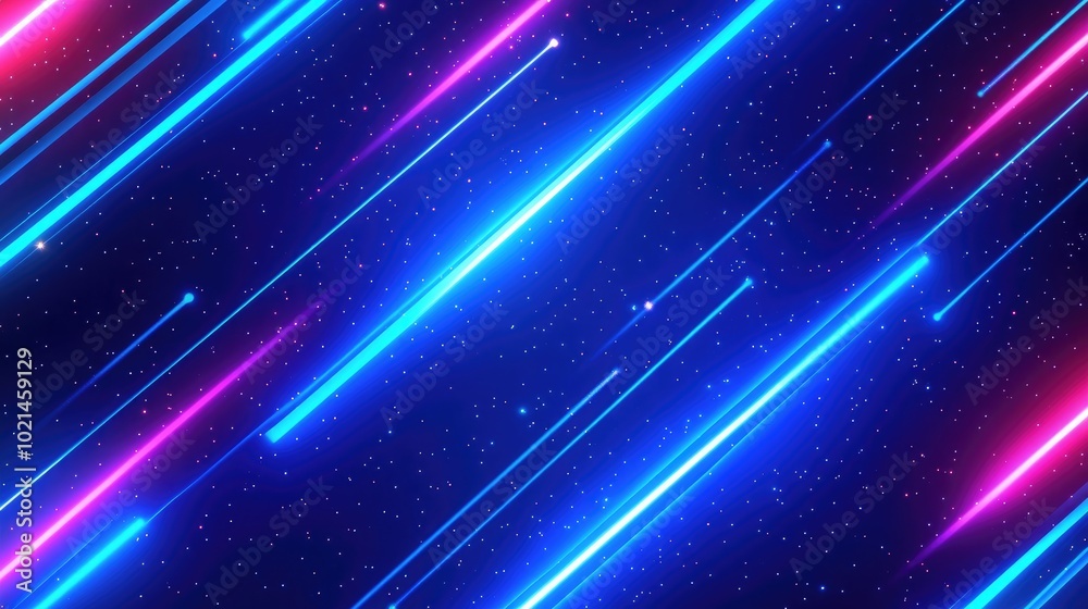 Aufkleber Blue Neon Lines With Glowing Light Effects Technology Inspired Futuristic Background For Graphic Design Science Cyberspace Computer And Universe Concept