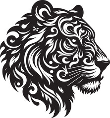 A tiger head silhouette Vector art illustration 