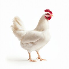 Fototapeta premium white hen isolated on white, studio shot