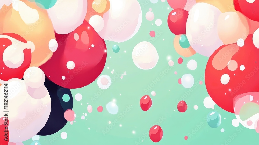 Poster Colorful Blobs on a Green Background