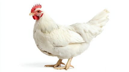 Fototapeta premium white hen isolated on white, studio shot