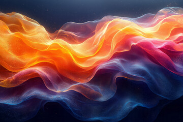 Obraz premium Vibrant abstract waves with dark gradient undertones,,
