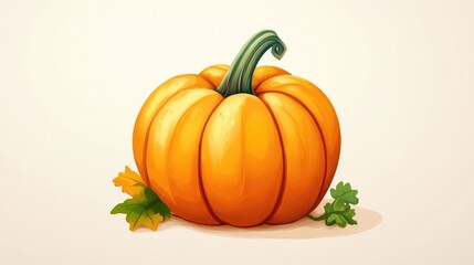 Cartoon illustration of a vitamin A rich pumpkin Emphasizing organic produce and its role in health and nutrition