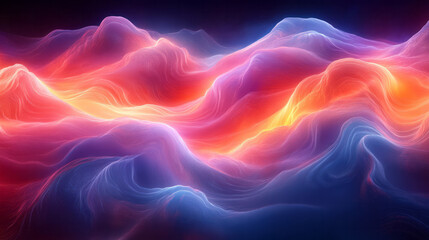 Obraz premium A digital art piece featuring colorful undulating lines with glowing gradient hues,
