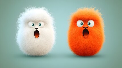 Adorably surprised and exaggerated sheep with fluffy fuzzy appearance comical expression and anthropomorphized characteristics  digital art in a cartoon like aesthetic with a transparent background