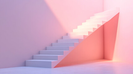 Staircase in minimalist interior with soft lighting and shadows, background
