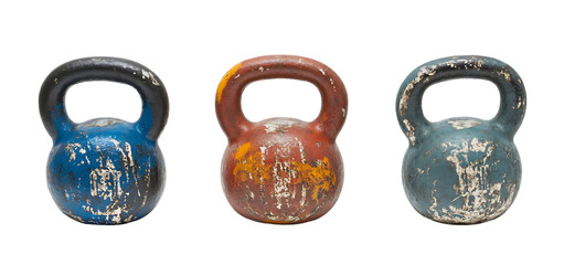 three set of Kettlebells isolated transparent background