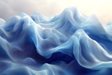 Obraz premium An abstract landscape composed of flowing blue lines,