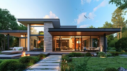 Obraz premium Modern House Exterior Design Illustration