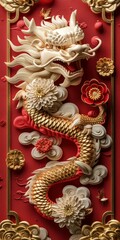Obraz premium Exquisite Chinese Dragon Art Illustration