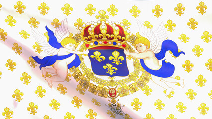 3D render - Royal Standard of the King of France waving in the wind