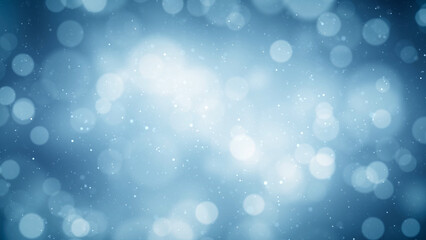 Beautiful blue colored blurry circle bokeh background. Christmas and New Year copy space decoration illustration. 