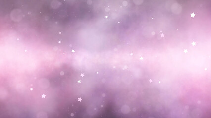 Bright pink glowy background with stars and bokeh effect copy space illustration.