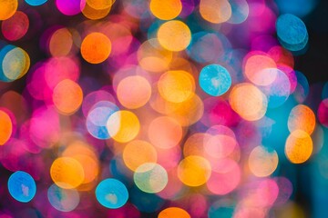 Fototapeta premium Colorful bokeh lights display at night festival creating a vibrant atmosphere for visitors