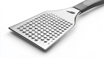 Stainless steel grater with ergonomic handle on a white background for kitchen tools and food preparation. Generative AI