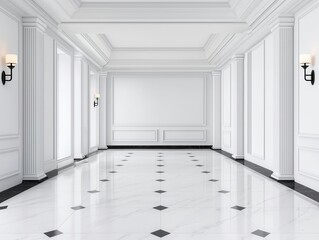 Fototapeta premium Blueprint of a luxury foyer with chandelier lighting and soft wall sconces, foyer lighting, grand entrance