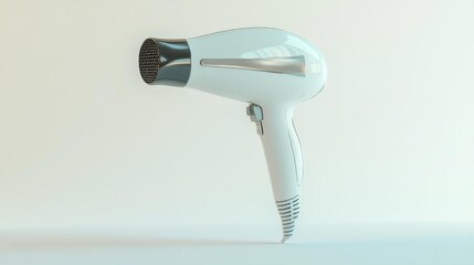 Realistic white hair dryer on a light background perfect for beauty styling and personal care projects. Suitable for modern clean and professional designs.. Generative AI