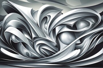 Fototapeta premium Abstract Silver and Grey Swirling Shapes