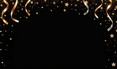 A festive frame adorned with gold ribbons and stars, perfect for celebrating special occasions or highlighting achievements in business presentations.
