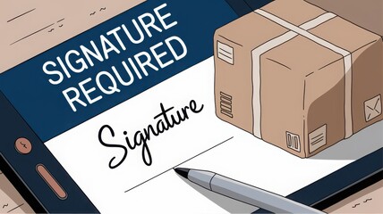 Signature required for package delivery confirmation.