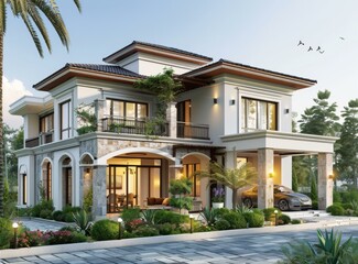 Luxury Villa Exterior Design with Modern Architecture