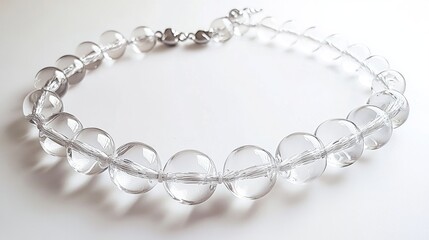 Obraz premium A beautiful glass bead necklace. The beads are clear and shiny, perfect for any occasion. This necklace is handmade and would make a great gift.