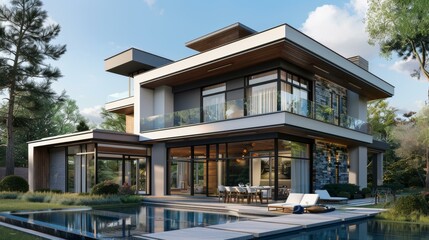 Fototapeta premium Modern Luxurious Villa Exterior Design