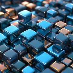 Obraz premium Blue and copper metallic cubes background