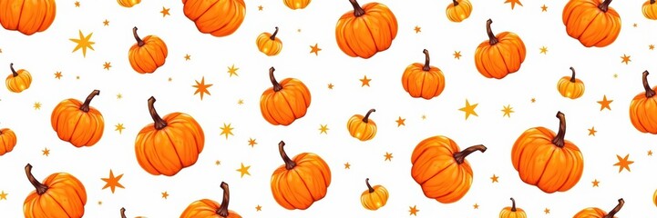 Cheerful pumpkin pattern perfect for autumn themed designs, Halloween projects, invitations, or festive decorations.