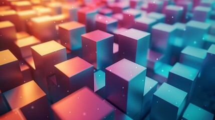 Obraz premium Colorful 3D Cubes Futuristic Technology Background