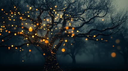 A tree with glowing lights on it