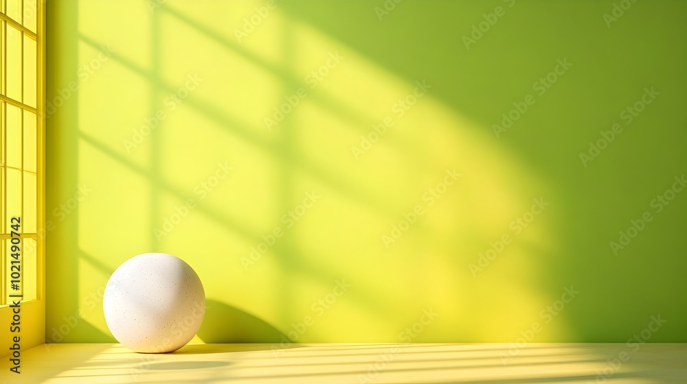 Poster elegant 3d studio interior with a chartreuse backdrop empty minimalist floor and walls a central pro