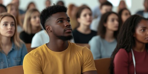 Obraz premium Diverse audience at public business conferences or seminar events