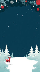 Snowy winter landscape with several Christmas trees,Generated By Ai