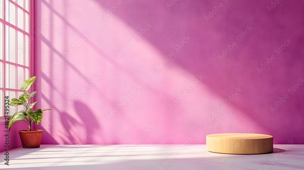 Poster elegant 3d studio room with a minimalist purple background and empty floor and wall the scene featur