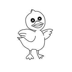 Cartoon duck vector illustration  coloring book for kids