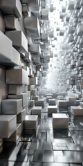 Abstract Geometric Cubes Perspective Corridor