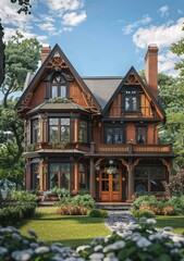 Victorian Era House Exterior Design Illustration