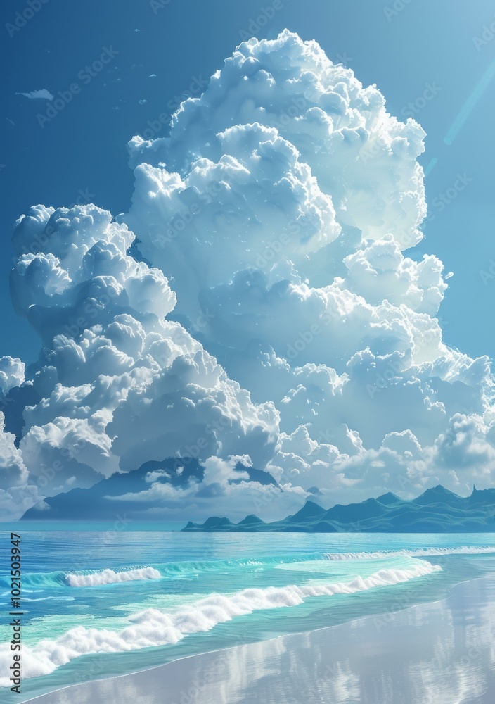 Wall mural Stunning Coastal Cloudscape Illustration