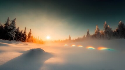 Captivating sun dog phenomenon with vibrant rainbow like arcs shimmering alongside the sun