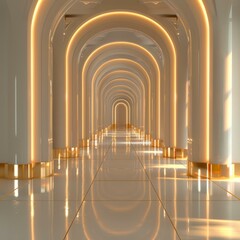 Fototapeta premium Luxury Archway Corridor with Golden Accents