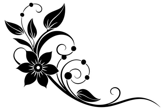 recommend clip art: Outline floral | vector silhouette illustration on white background