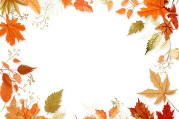 a frame made up of autumn leaves on a white background
