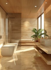 Fototapeta premium Modern Luxury Bathroom Design Interior Illustration