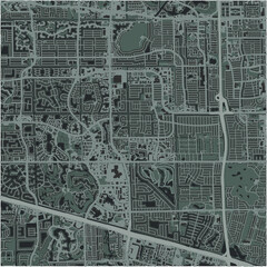Map of Plantation in Florida in a smooth dark style. Contains layered vector with roads water, parks, etc.